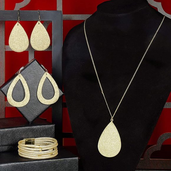 New 4 Pieces Women's Glitter Jewelry Set Bridal Wedding Multi-Layer Bracelet - Picture 11 of 15